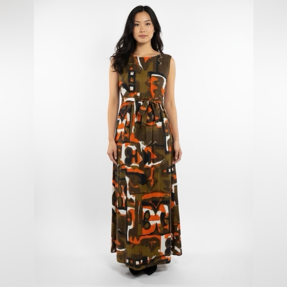 Liberty House Hawaii Multicolored Abstract Sleeveless Maxi Dress Sz XS